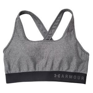 Under Armour Threadborne Sports Bra Womens Medium Gray Compression Cross-Back